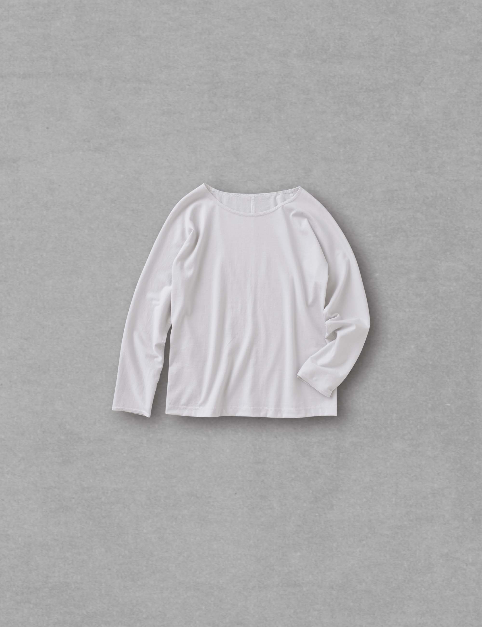 ババグーリ☆ヨーガンレール☆21年コットン天竺OP☆Ⅼ☆白灰☆手洗い可☆美品です オーガニックコットン天竺のレディスカットソー / ヨーガンレール