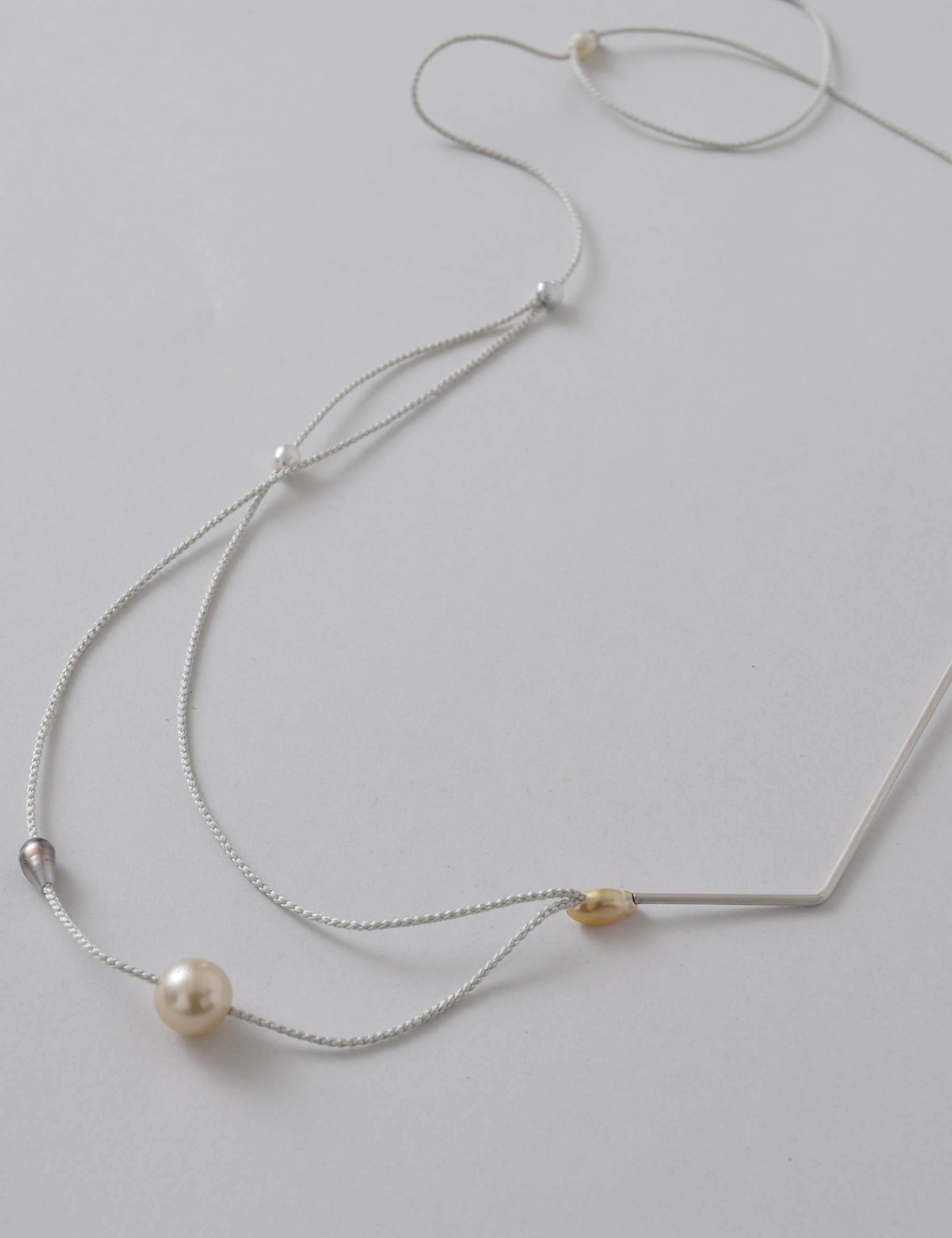 サイズ【希少・美品】ヨーガンレール 純銀 シルバー シルク紐 たまご型ネックレス