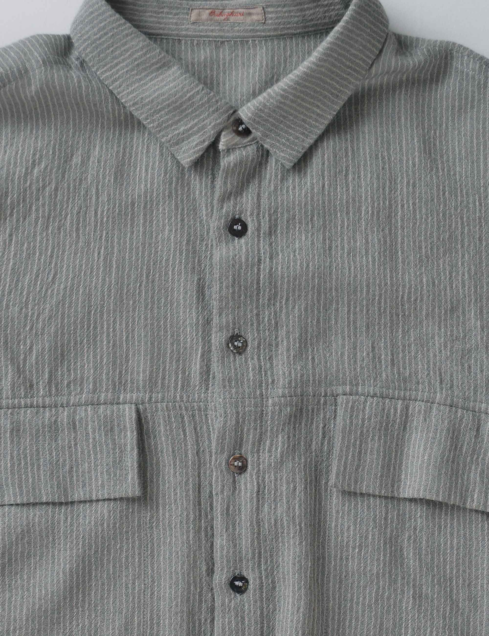 ウール薄手ストライプのメンズシャツ / ババグーリ